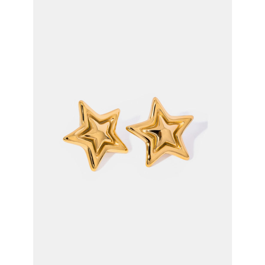 Stainless Steel Star Stud Earrings Gold / One Size Apparel and Accessories