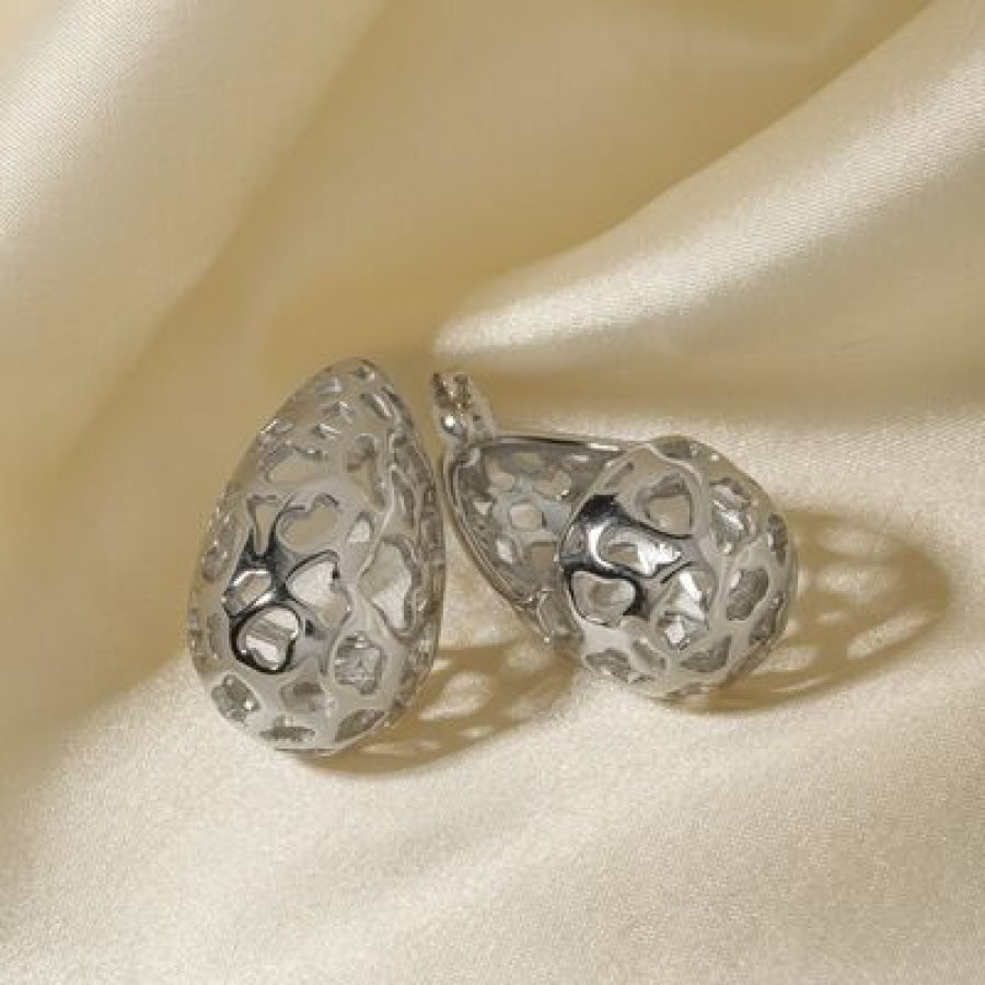 Stainless Steel Teardrop Hollowed Earrings Clothing