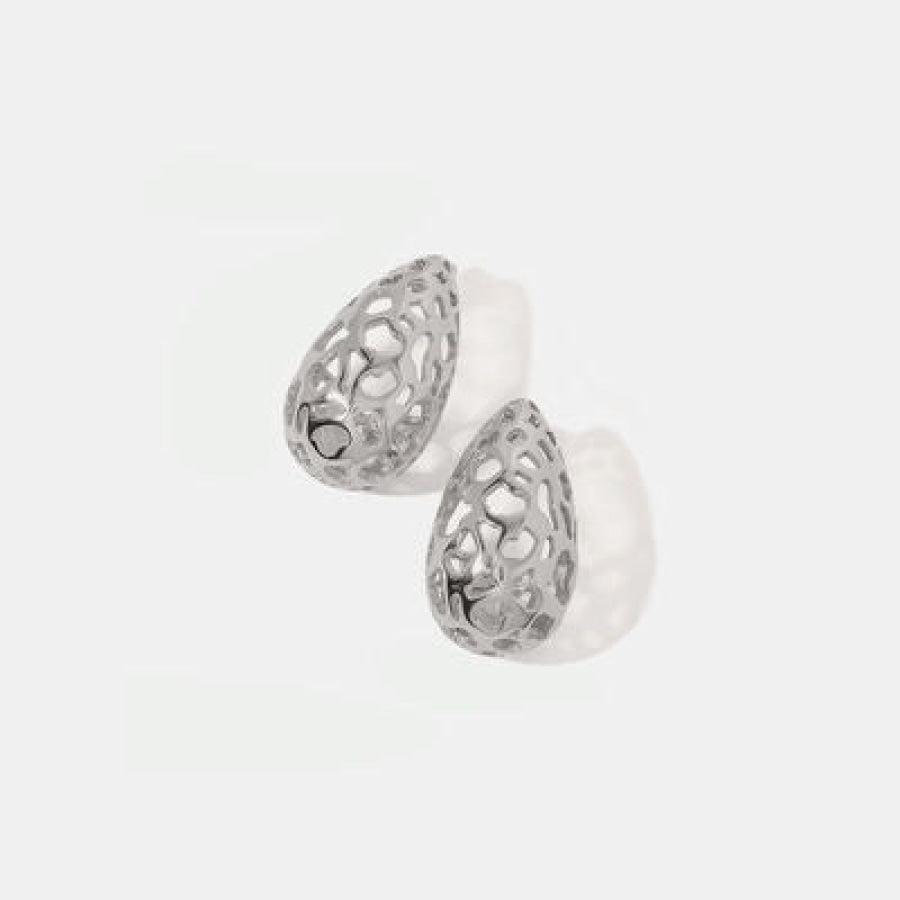 Stainless Steel Teardrop Hollowed Earrings Silver / One Size Clothing