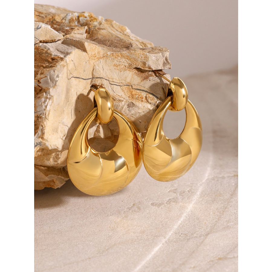 Stainless Steel Teardrop Shape Earrings Gold / One Size Apparel and Accessories