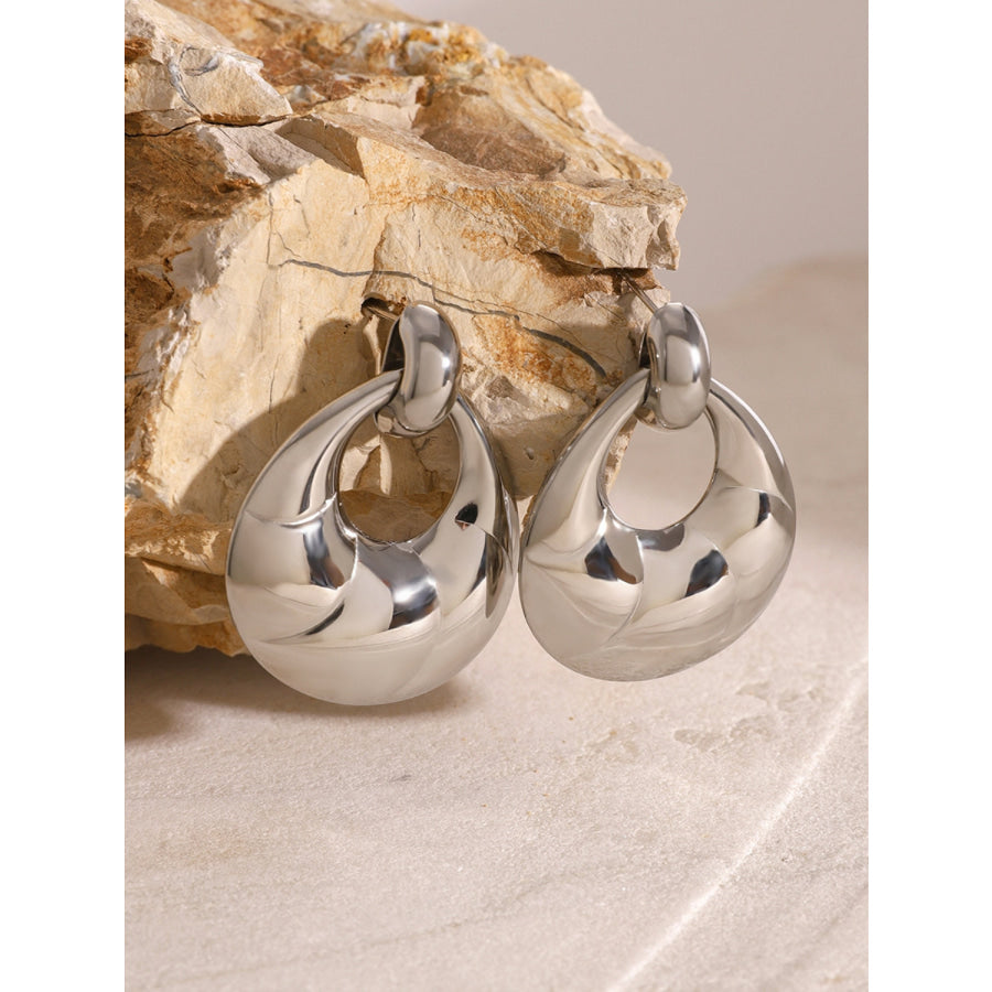 Stainless Steel Teardrop Shape Earrings Silver / One Size Apparel and Accessories