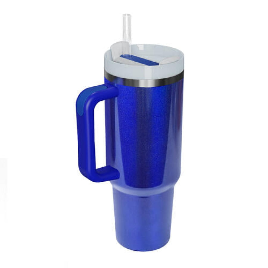 Stainless Steel Tumbler with Handle and Straw Royal Blue / One Size Drinkware