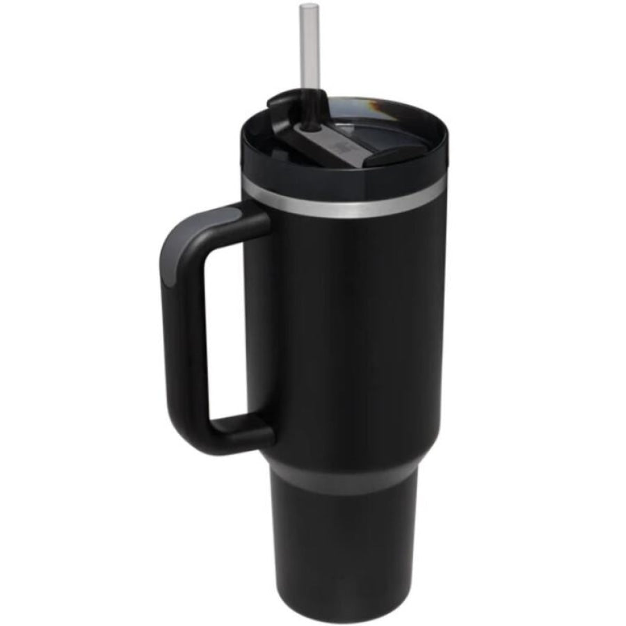 Stainless Steel Tumbler with Upgraded Handle and Straw Black / One Size Drinkware