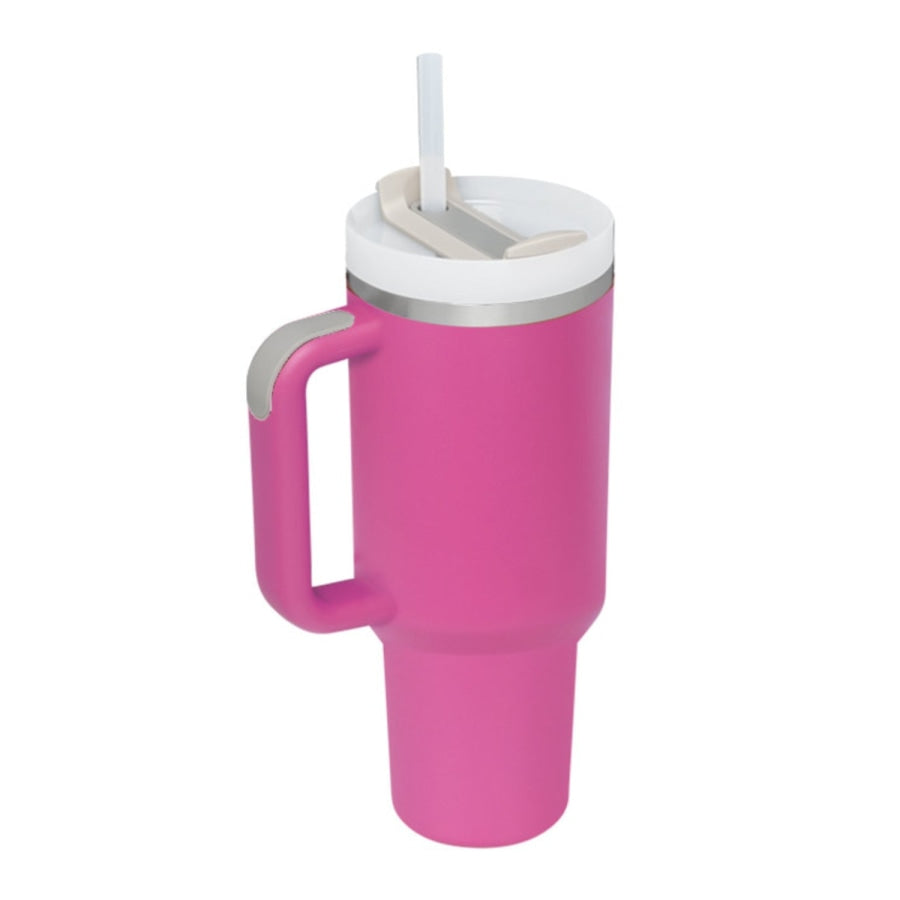 Stainless Steel Tumbler with Upgraded Handle and Straw Hot Pink / One Size Drinkware