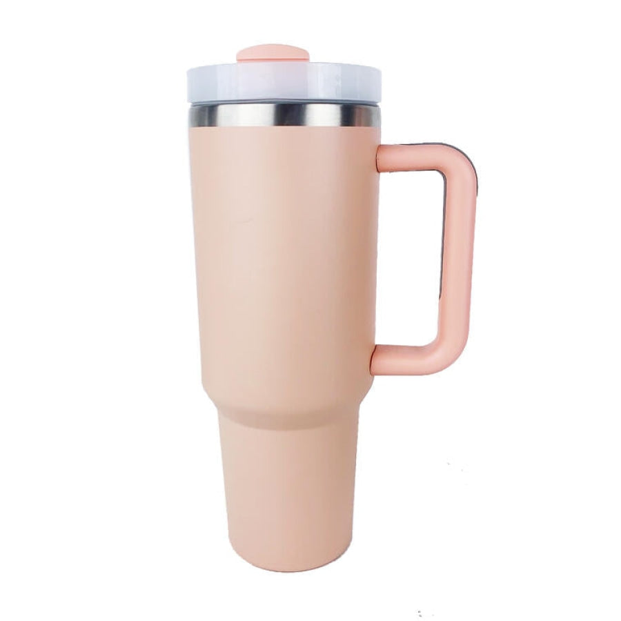 Stainless Steel Tumbler with Upgraded Handle and Straw Peach / One Size Drinkware