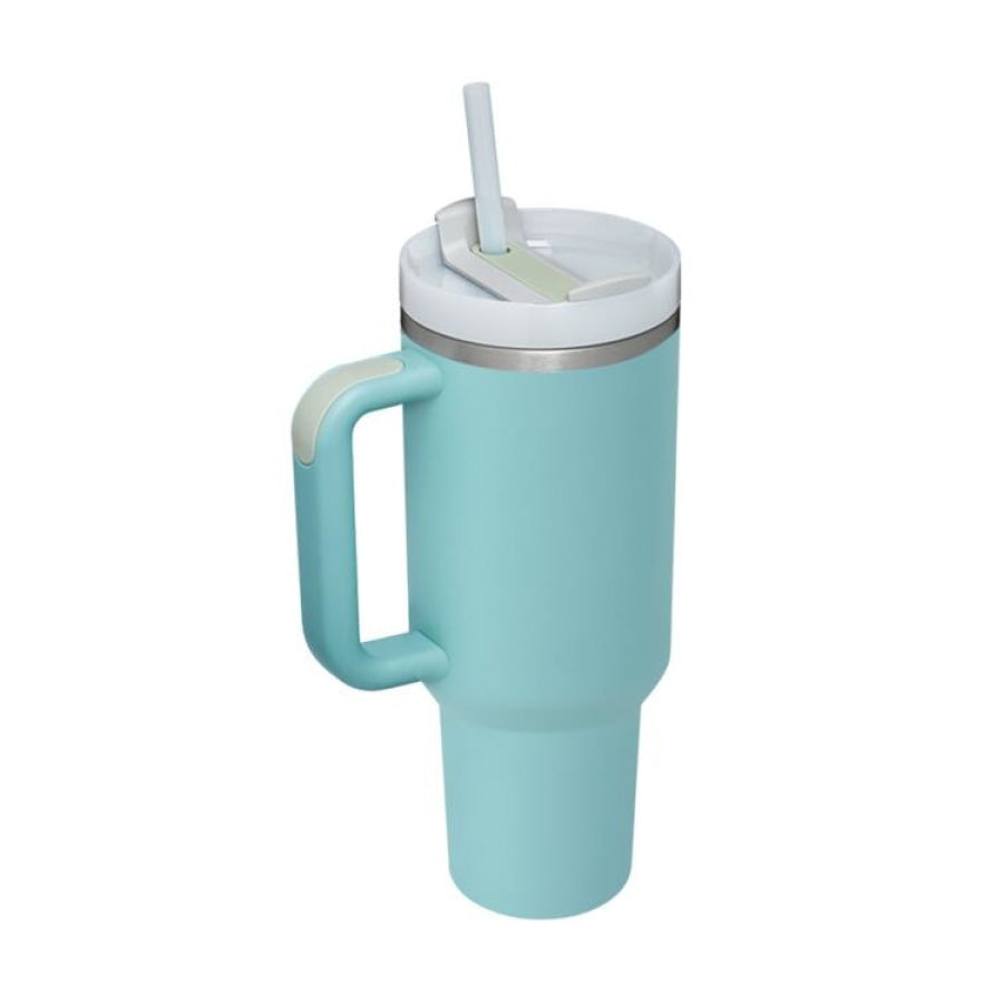 Stainless Steel Tumbler with Upgraded Handle and Straw Turquoise / One Size Drinkware