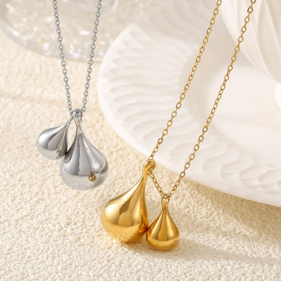 Stainless Steel Water Drop Shape Pendant Necklace Apparel and Accessories