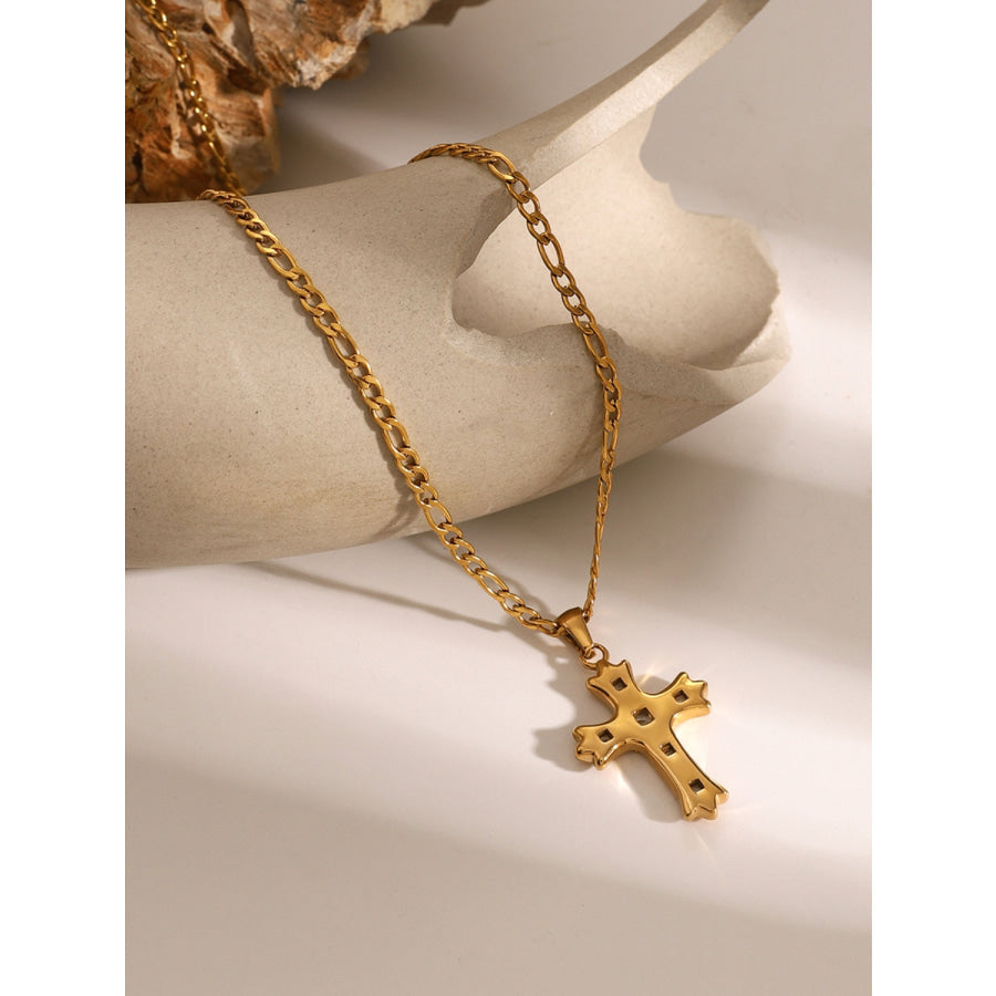 Stainless Steel Zircon Cross Pendant Necklace Apparel and Accessories