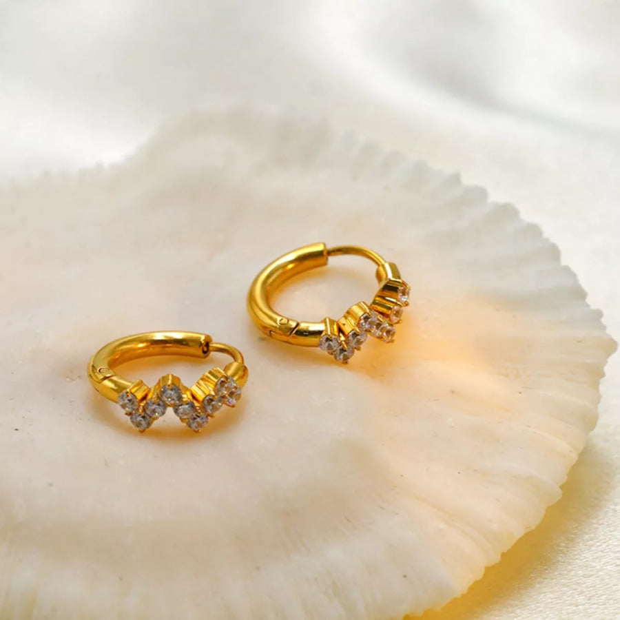Stainless Steel Zircon Hoop Earrings Apparel and Accessories