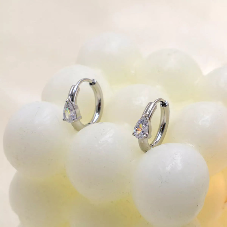 Stainless Steel Zircon Hoop Earrings Style C / One Size Apparel and Accessories