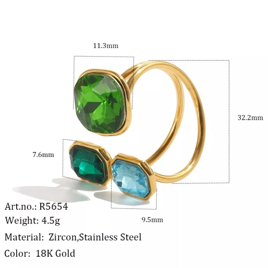 Stainless Steel Zircon Open Ring Apparel and Accessories