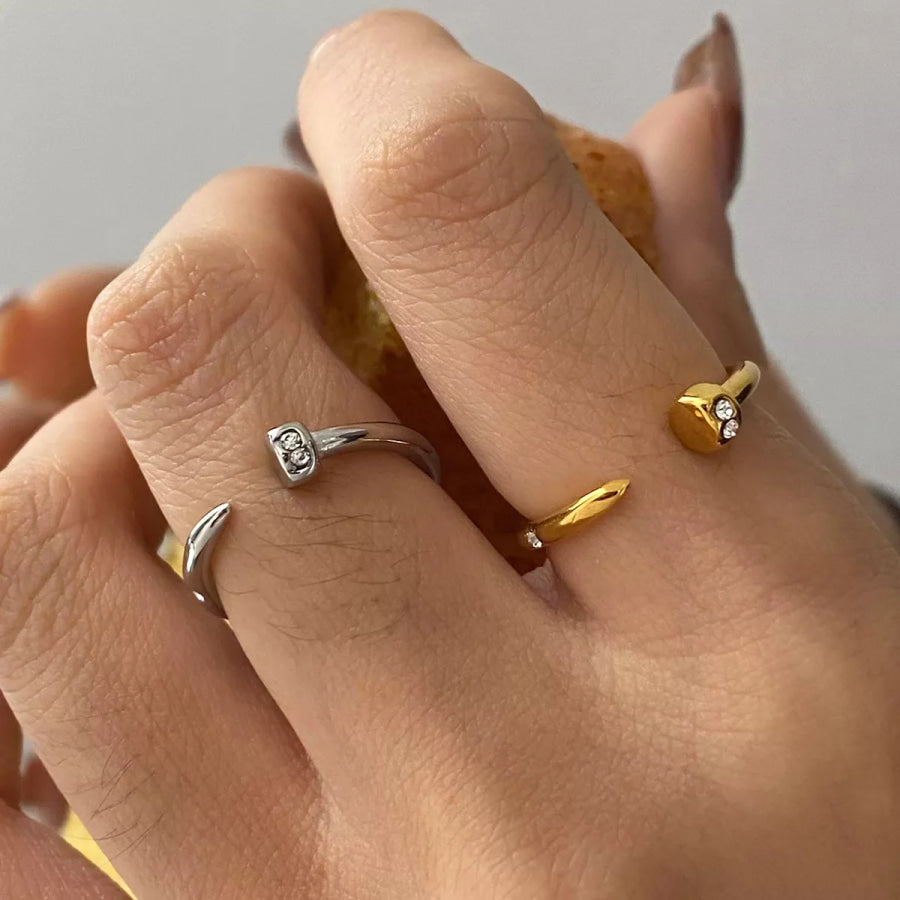 Stainless Steel Zircon Open Ring Apparel and Accessories