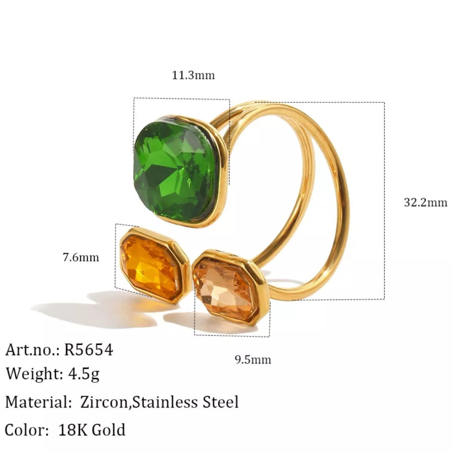 Stainless Steel Zircon Open Ring Apparel and Accessories