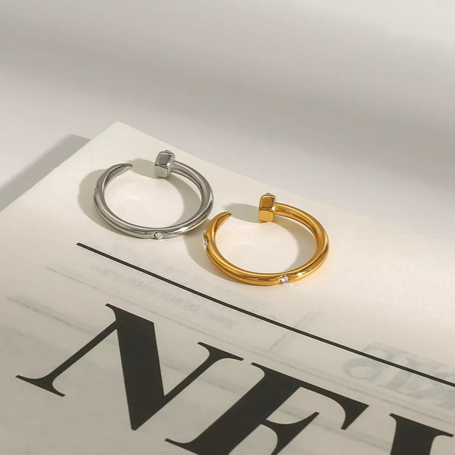 Stainless Steel Zircon Open Ring Apparel and Accessories