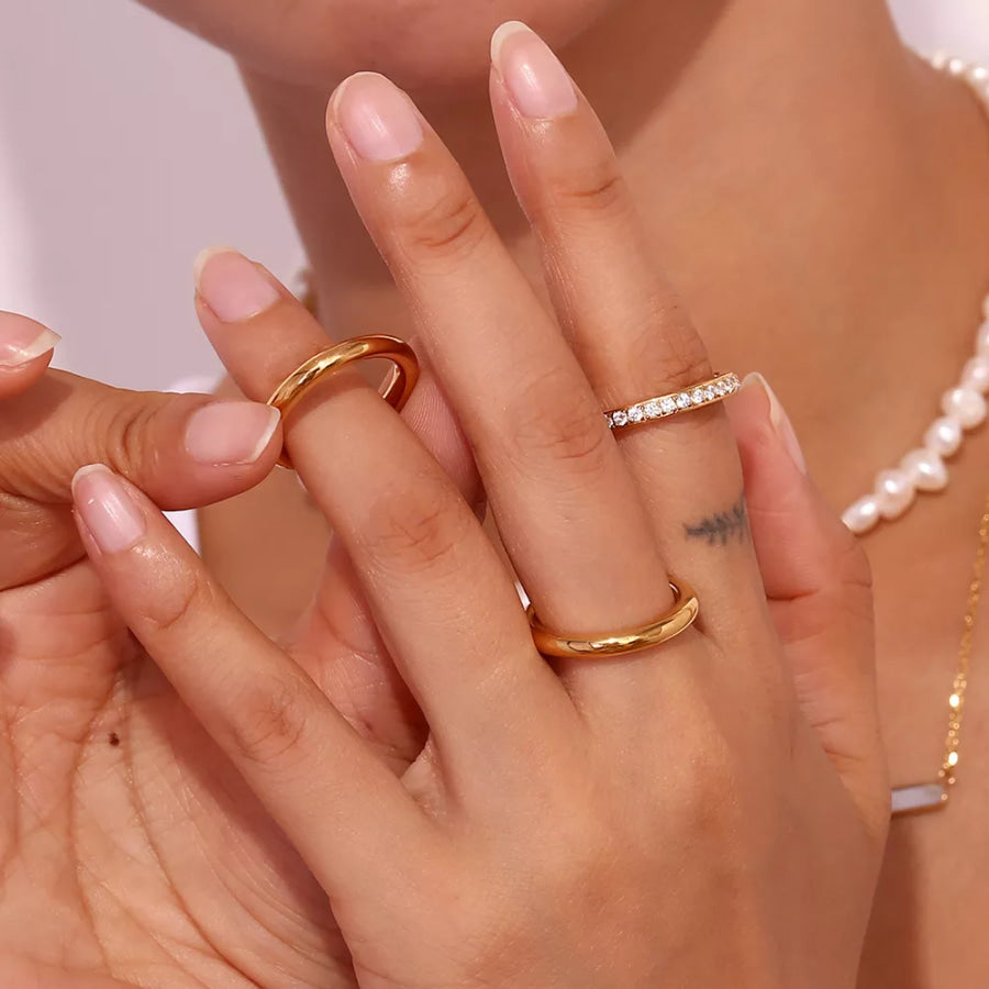 Stainless Steel Zircon Ring 3 Piece Set Apparel and Accessories