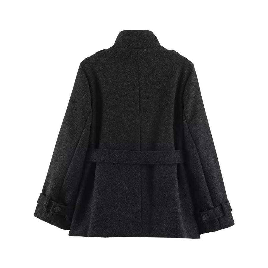 Stand-Collar Button Down Outerwear Apparel and Accessories