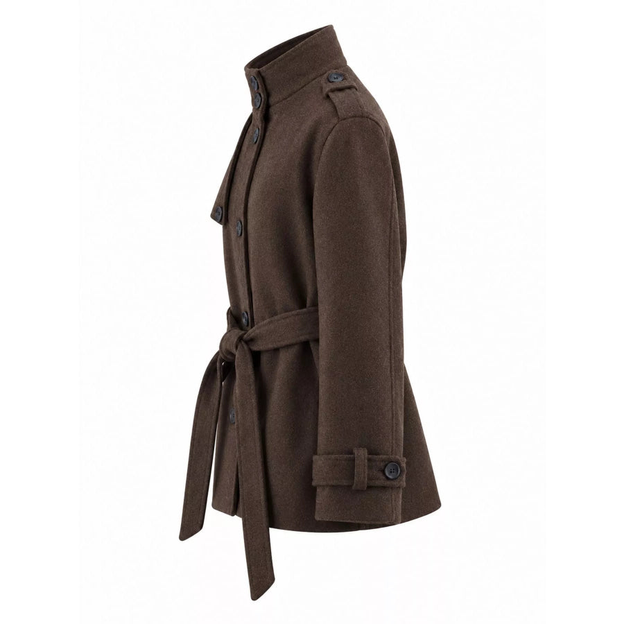 Stand-Collar Button Down Outerwear Apparel and Accessories