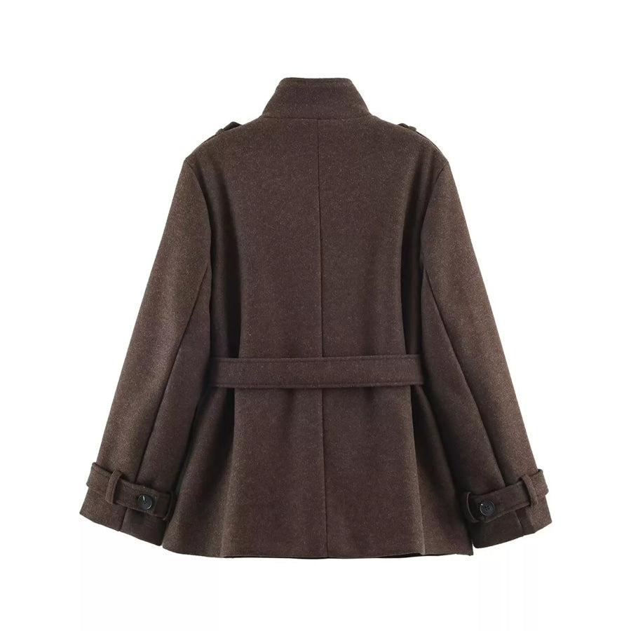 Stand-Collar Button Down Outerwear Apparel and Accessories