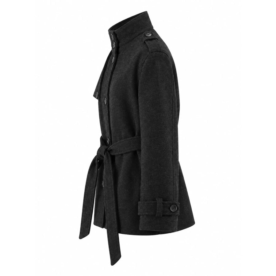 Stand-Collar Button Down Outerwear Apparel and Accessories