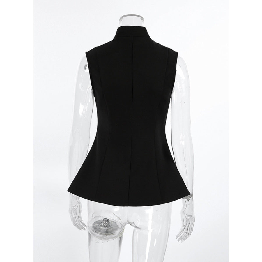 Stand Collar Button-Down Vest Coat Apparel and Accessories