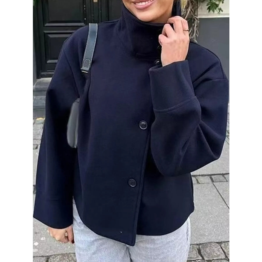 Stand-Collar Button Up Outerwear Apparel and Accessories