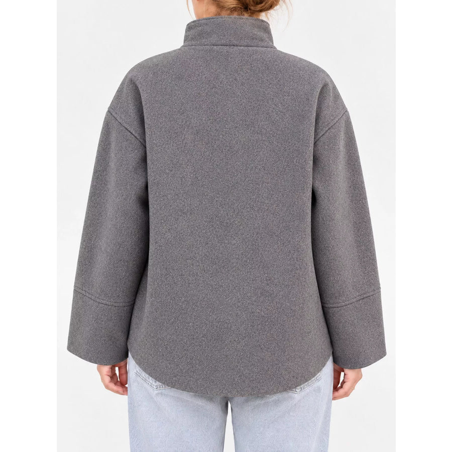 Stand-Collar Button Up Outerwear Apparel and Accessories