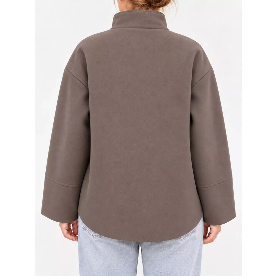 Stand-Collar Button Up Outerwear Apparel and Accessories