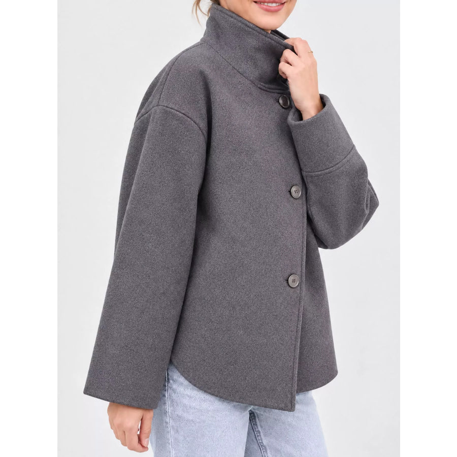 Stand-Collar Button Up Outerwear Apparel and Accessories