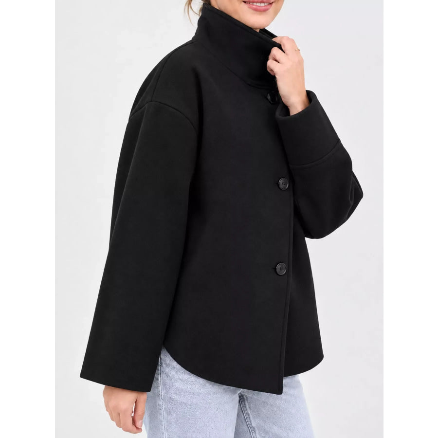 Stand-Collar Button Up Outerwear Apparel and Accessories