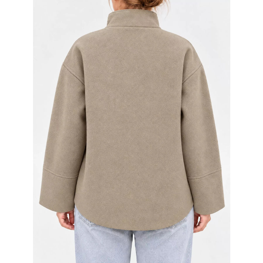 Stand-Collar Button Up Outerwear Apparel and Accessories