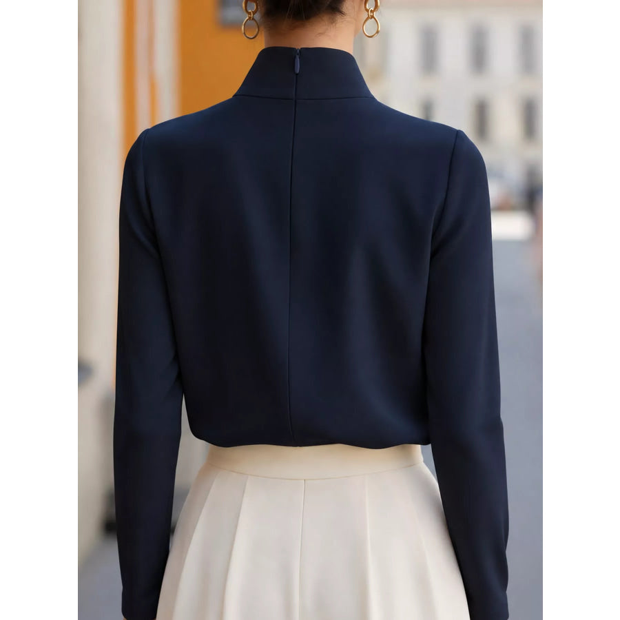 Stand-Collar Long Sleeve Blouse Apparel and Accessories