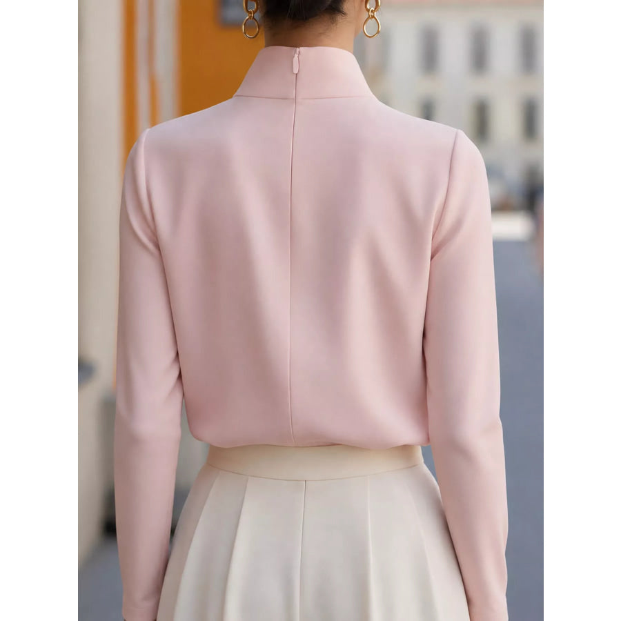 Stand-Collar Long Sleeve Blouse Apparel and Accessories