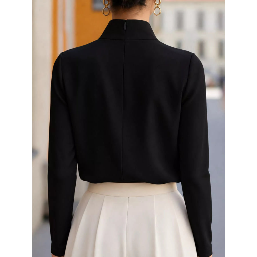 Stand-Collar Long Sleeve Blouse Apparel and Accessories