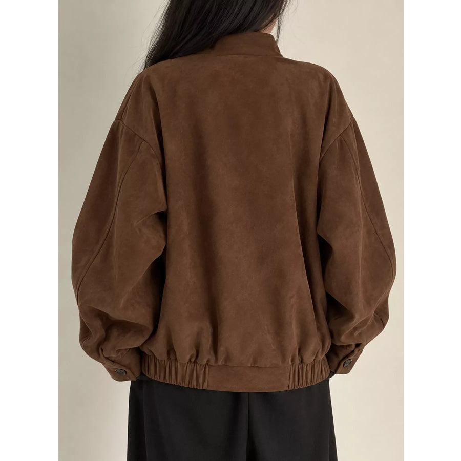 Stand Collar Zip Up Jacket Apparel and Accessories