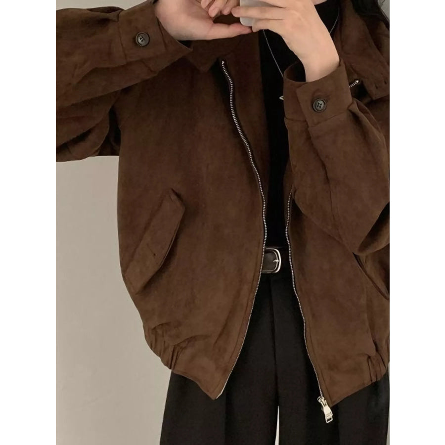 Stand Collar Zip Up Jacket Apparel and Accessories