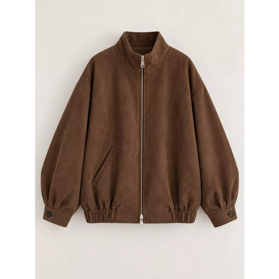 Stand Collar Zip Up Jacket Apparel and Accessories