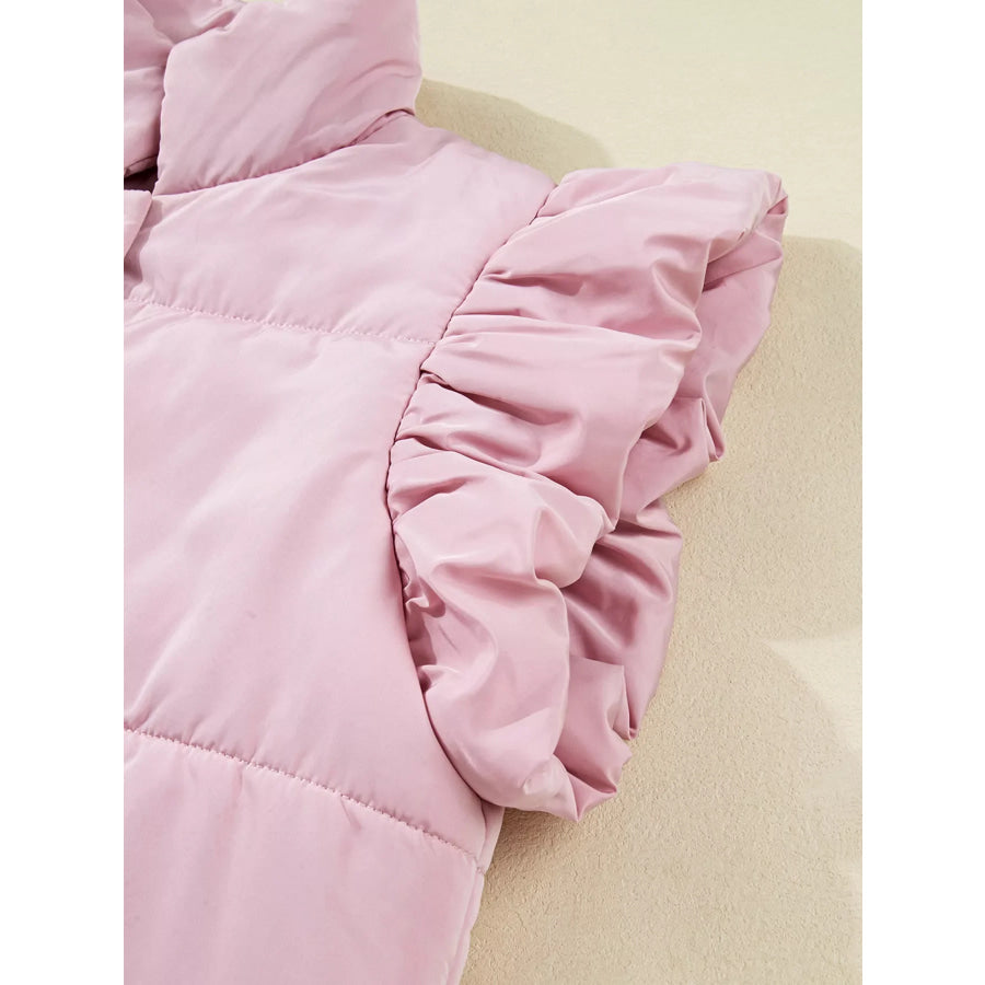 Stand Neck Flutter Sleeve Snap Button Puffer Vest Apparel and Accessories