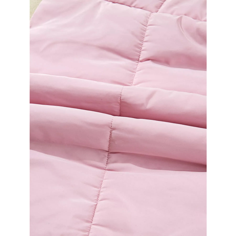 Stand Neck Flutter Sleeve Snap Button Puffer Vest Apparel and Accessories