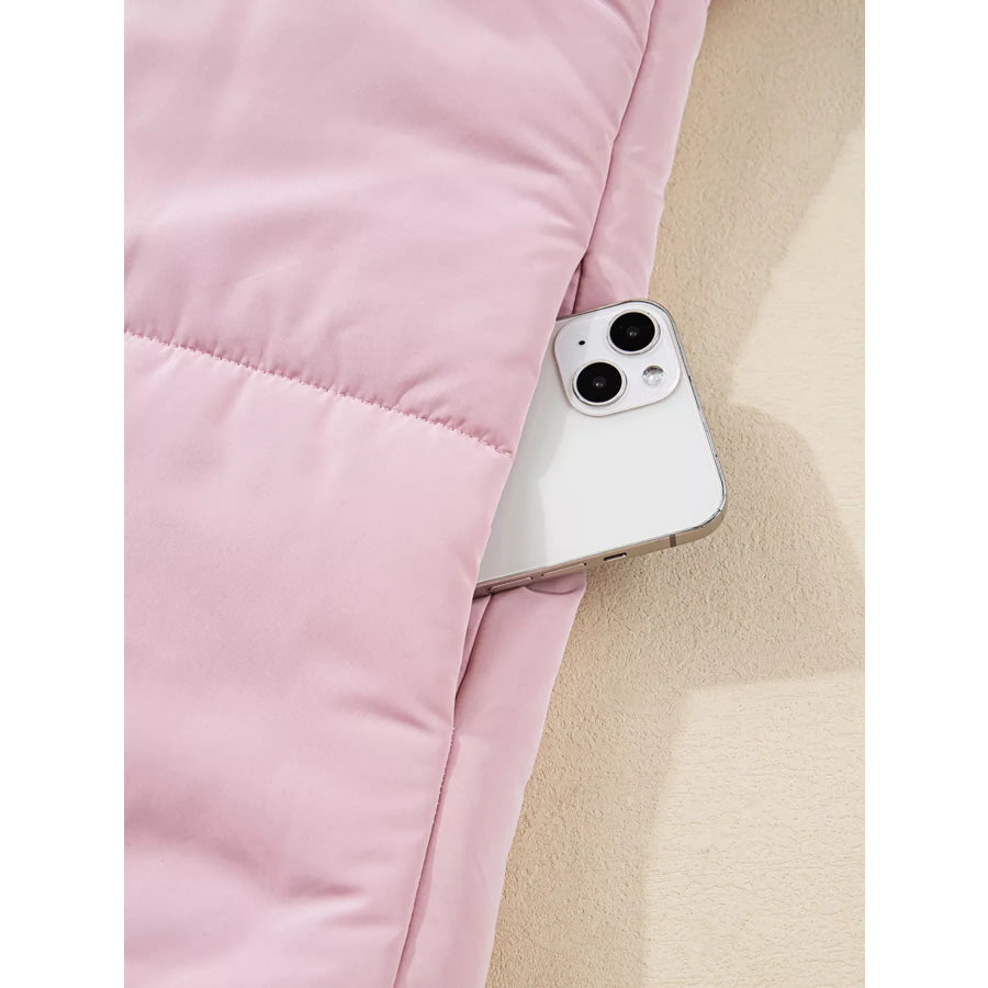 Stand Neck Flutter Sleeve Snap Button Puffer Vest Apparel and Accessories