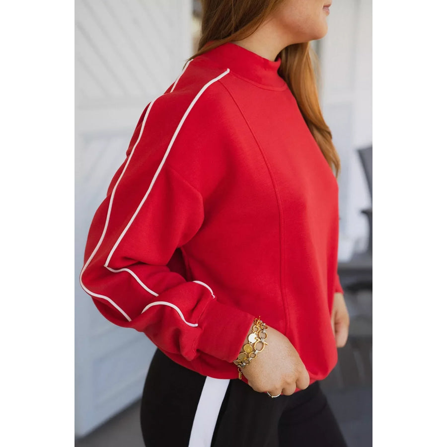 Stand Neck Long Sleeve Regular Fit Sweatshirt Apparel and Accessories
