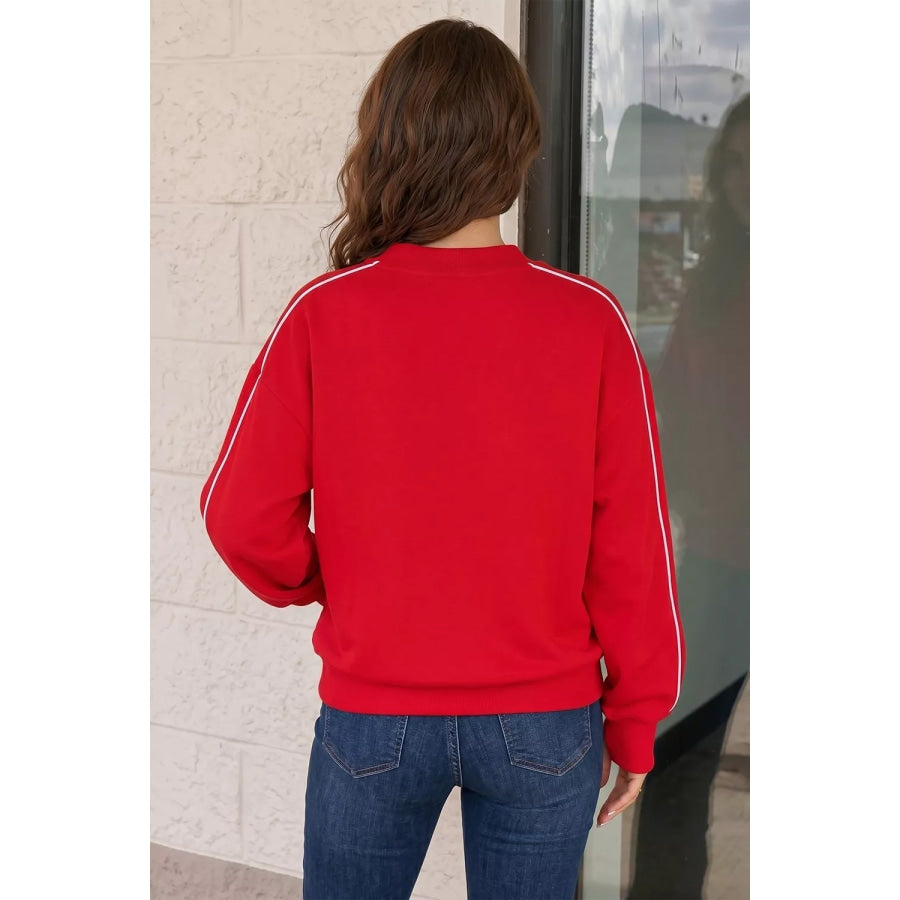 Stand Neck Long Sleeve Regular Fit Sweatshirt Apparel and Accessories
