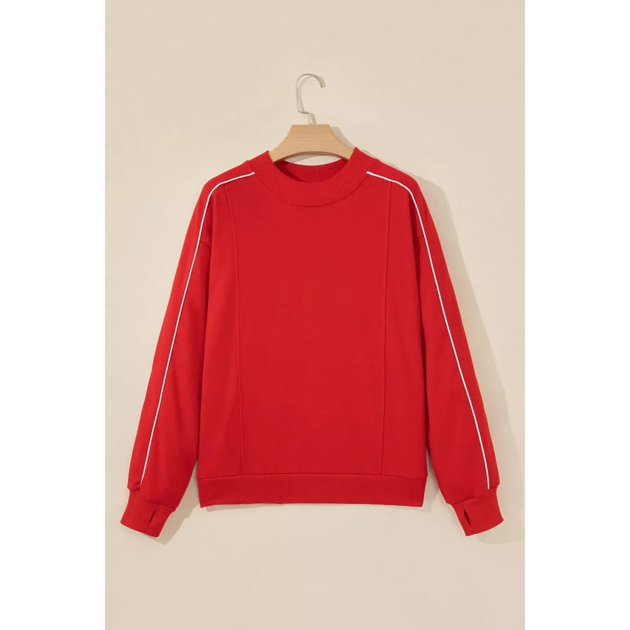 Stand Neck Long Sleeve Regular Fit Sweatshirt Apparel and Accessories