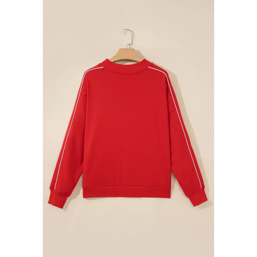 Stand Neck Long Sleeve Regular Fit Sweatshirt Apparel and Accessories