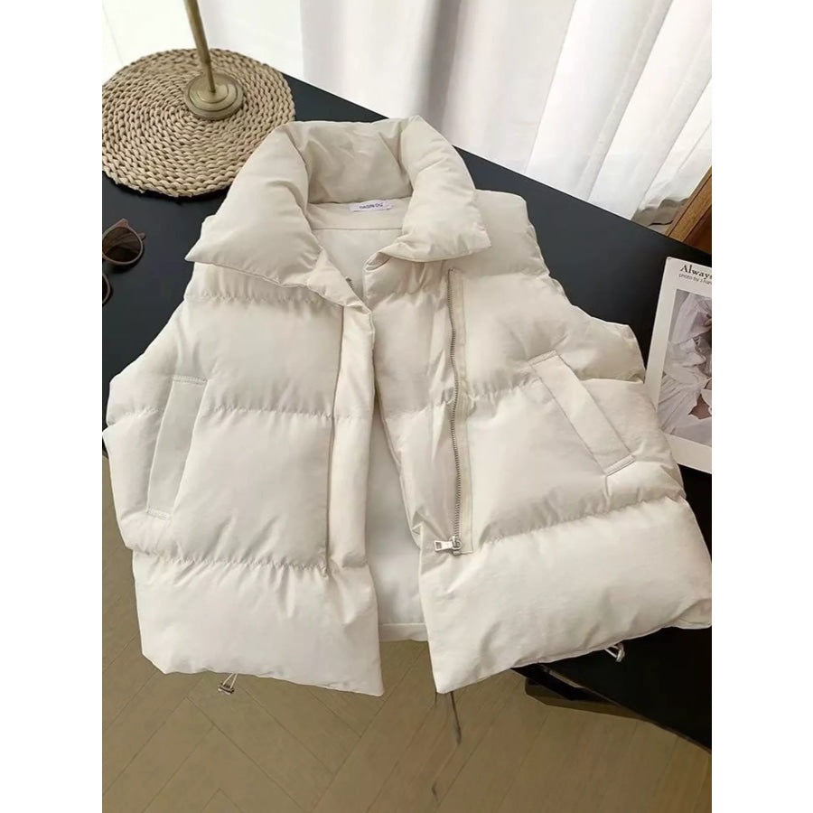 Stand-Up Collar Puffer Vest Coat Off-White / M Apparel and Accessories