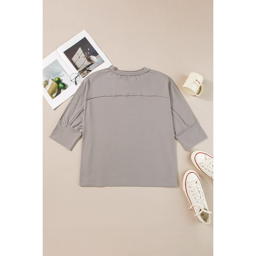 Star Applique Round Neck T-Shirt Apparel and Accessories