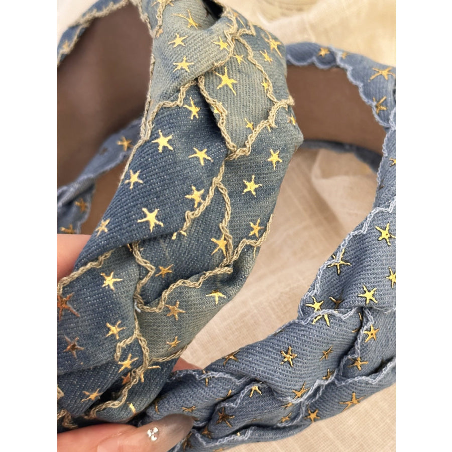 Star Braided Wide Denim Headband Apparel and Accessories