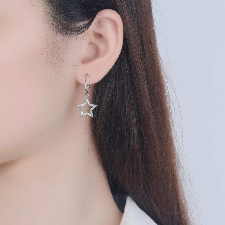 Star C-Hoop Dangle Earrings Silver / One Size Apparel and Accessories