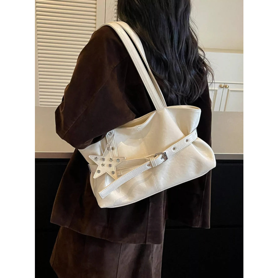 Star Charm Buckle Detail Shoulder Bag Beige / onesize Apparel and Accessories