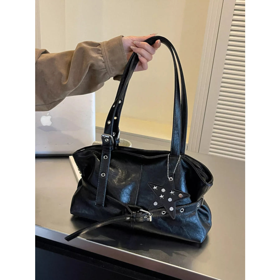 Star Charm Buckle Detail Shoulder Bag Black / onesize Apparel and Accessories