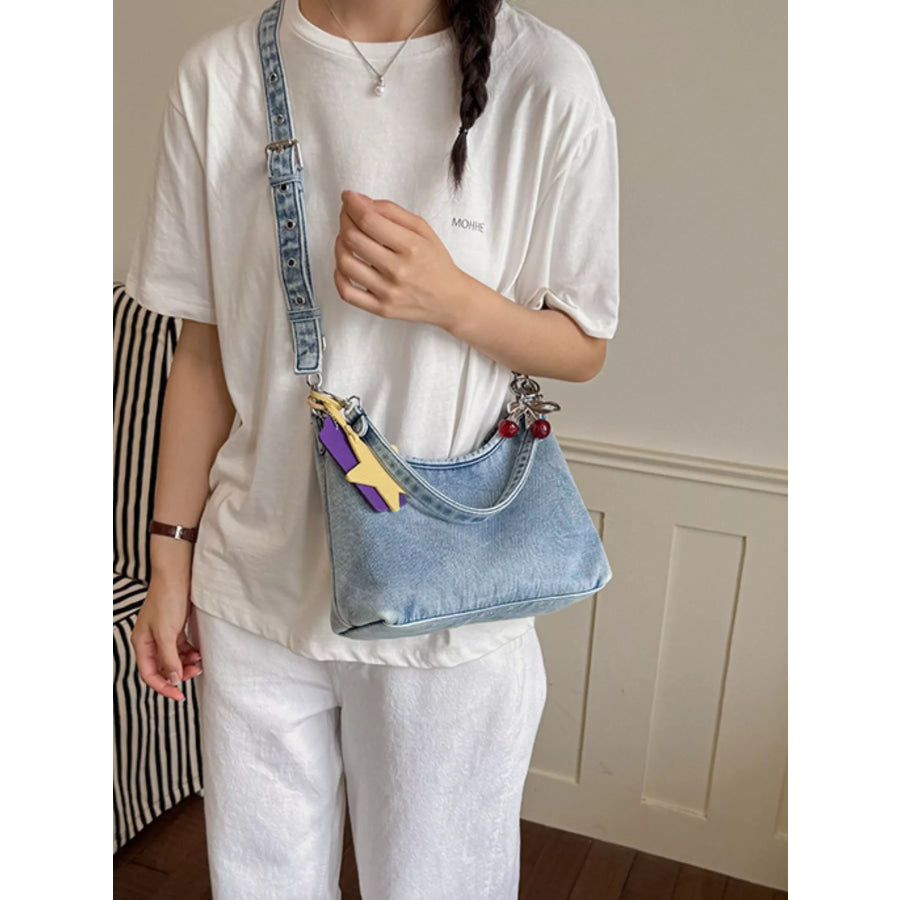 Star Charm Denim Shoulder Bag Medium / onesize Apparel and Accessories